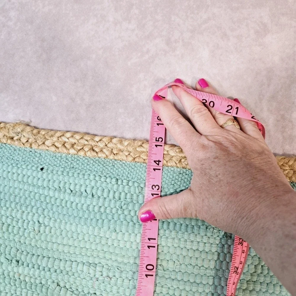 Set of 4 Placemats Seafoam Green Cotton Woven Centers Sisal Trim 15x15 Inch